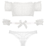 lace strapless short sleeve top low waist nightwear lingerie