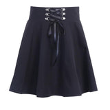 lace up high waist pleated mini skirt