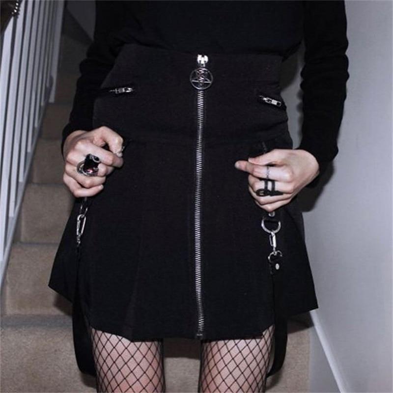 halloween a line zipper pleated plaid skirt