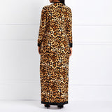 leopard print long sleeve coat suit sets