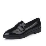thick low heels casual comfort oxford shallow pu leather loafers