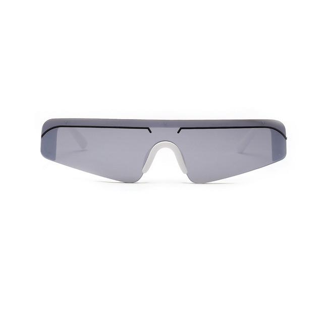 small half frame reflective lens cat eye sunglasses
