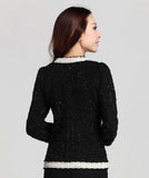single breasted lace button pockets slim coat