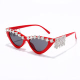 vintage tassel diamond luxury design rhinestone cat eye sunglasses