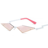 rimless diamond cut anti reflective mirror lens cat eye sunglasses