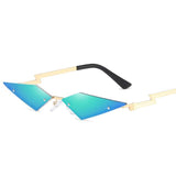 rimless diamond cut anti reflective mirror lens cat eye sunglasses