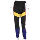 elastic high waist patchwork loose cargo jogger pants