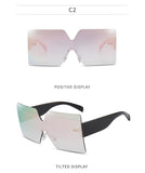 one piece oversized flat top rimless square sunglasses