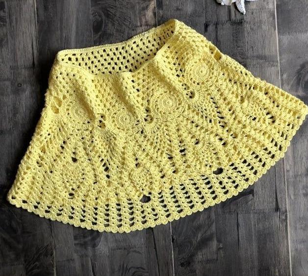 handmade hollow out high waist crochet mini skirt