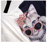 sequined print cat o neck patchwork belt print dress
