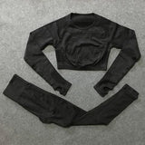 hollow out breathable mesh patchwork seamless long sleeve sportswear