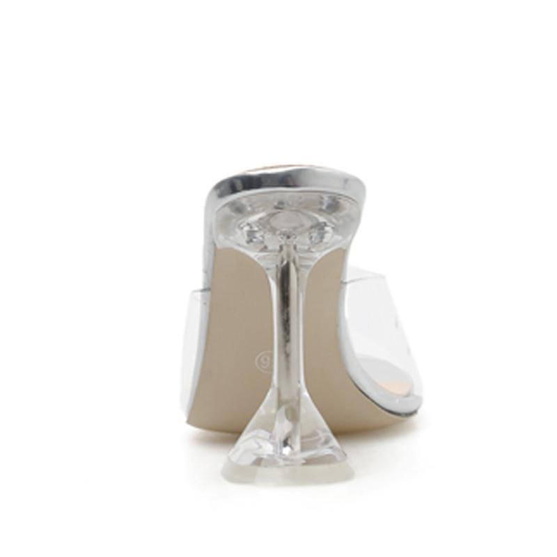 pvc jelly crystal open toe transparent high heel sandal