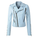 soft faux leather ruched zipper jacket