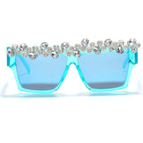 oversized frame luxury diamond rhinestone mirror square sunglasses