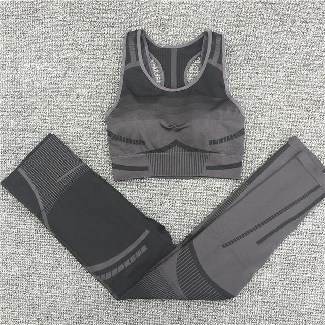 2 piece sleeveless seamless fitness crop top