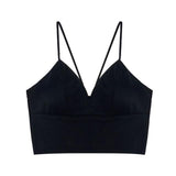 sexy satin crop tops women wireless bralette crochet top female spaghetti strap t shirt cropped with chest padded camisole