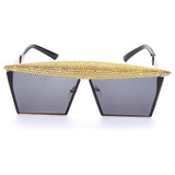 metal steampunk luxury flat top mirror gradient square sunglasses