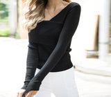 off shoulder long sleeve knitted soft cotton sweater