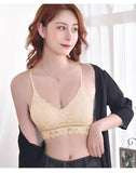 solid hollow out lace embroidery seamless wireless bra