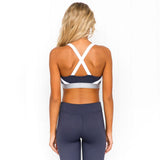 v neck sleeveless elastic cross strap stripe print legging sportswear