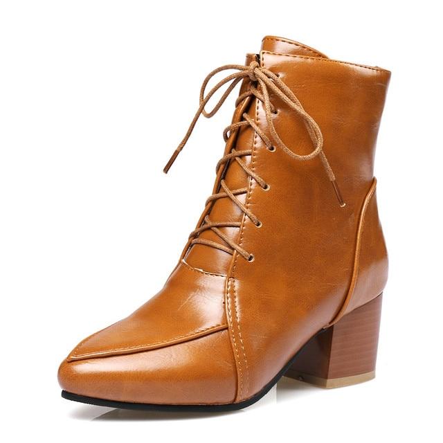 round toe lace up faux leather shoes