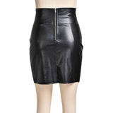 pu leather high waist bodycon surplice asymmetrical wrap skirt