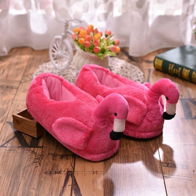 flamingo mule fur plush warm slipper