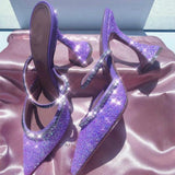 dazzling sequined spool high heels