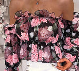 floral print off shoulder ruffle blouse