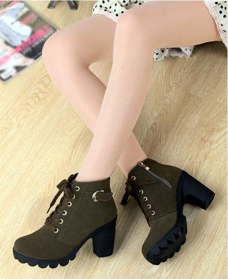 lace up square heel round toe waterproof ankle boot