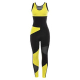 mesh patchwork backless fitness yoga jumpsuit