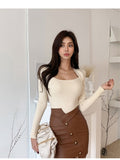 square collar knitted sweater