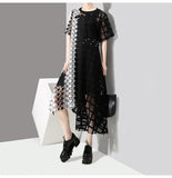asymmetrical hollow out lace casual dress
