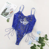 butterfly lace up patchwork mesh bodysuit