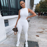 sporty long sleeve bodycon jumpsuit