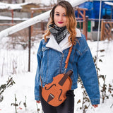 brown shoulder violin shape for teenage girls pu leather backpack bag