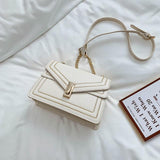 square high quality leather lock chain shoulder bag