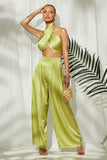 off shoulder ruched strapless crop tops pant two piece dress