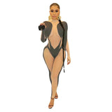see through patchwork bodycon jumpsuit