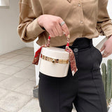 round acrylic scarf shoulder chain evening clutch metal handbag