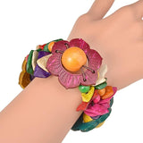 flower wood charm bracelet