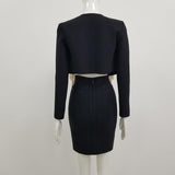 knitted button chain bandage coat skirts two piece dress
