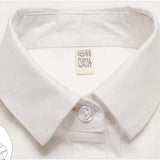 lantern sleeve slim cotton blouse