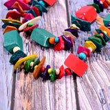 handmade colorful bead geometric wood necklace