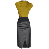 pleated top pencil half skirt two piece dress