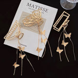 gold hollow geometric metal butterfly hair barrettes