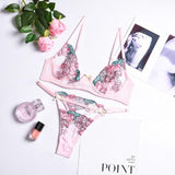 lace bow embroidery lingerie set