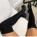 high knee mid heels sock long boots