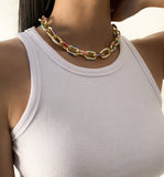 cuba chain colorful choker necklace