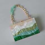striped acrylic cute box clutch purse